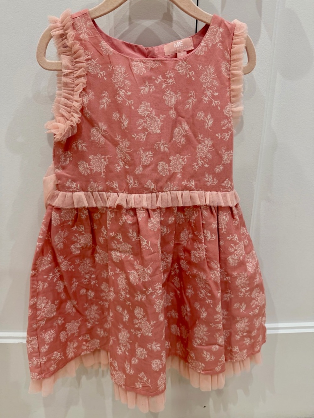ME Makeover Essentials Girls' Pink Floral Ruffle Formal Dress